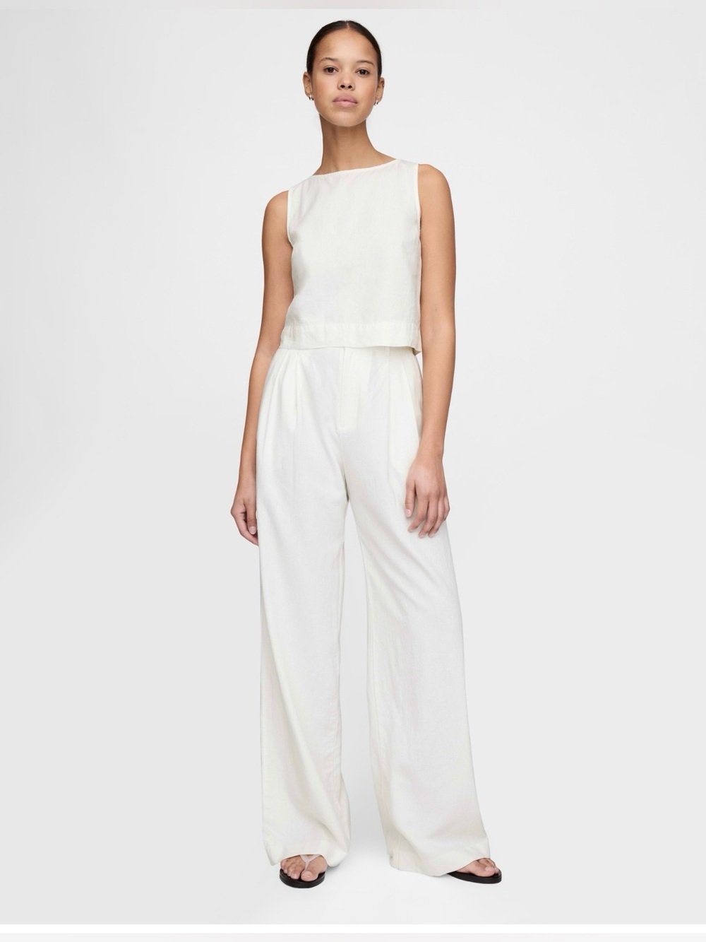 NWT GAP Pleated White Linen-Blend Pleated Pants SZ: 00
